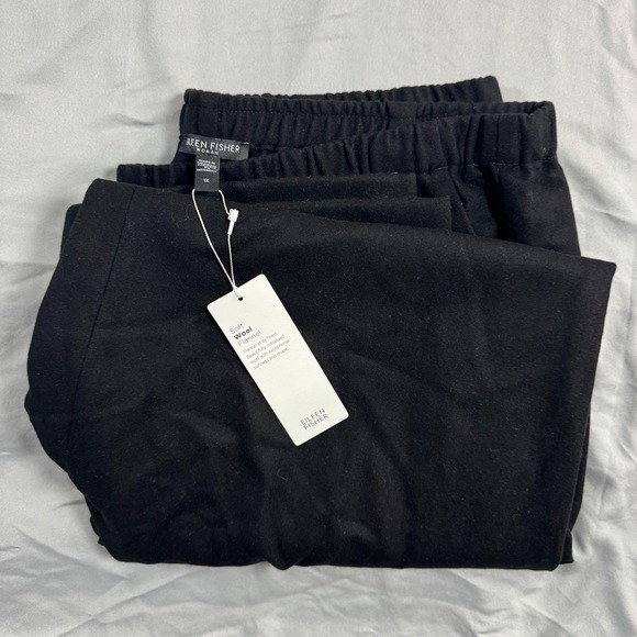 Eileen Fisher Pants - NWT Eileen Fisher Soft Wool Flannel Tapered Ankle‎ Pants Black Women's 1X $228